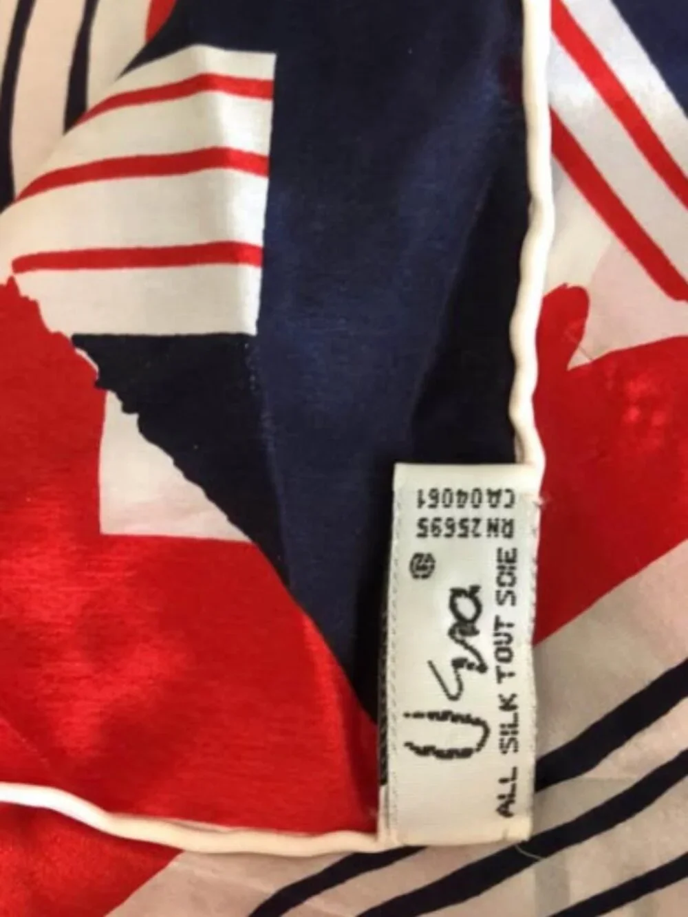 Vintage Vera Neumann Silk Scarf Red White Blue